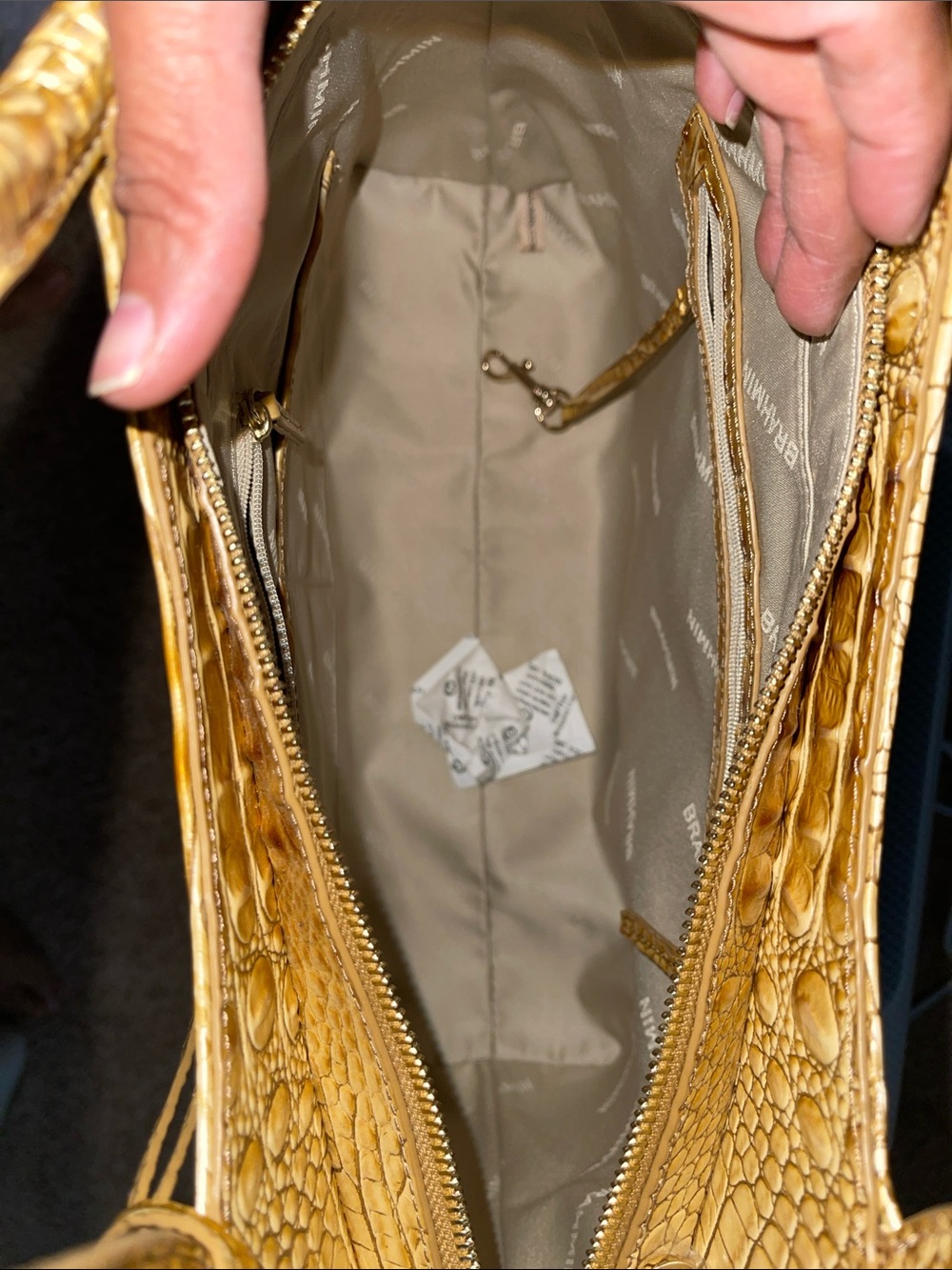 Brahmin Metallic Gold Croc-Embossed Tote - Picture 5 of 8